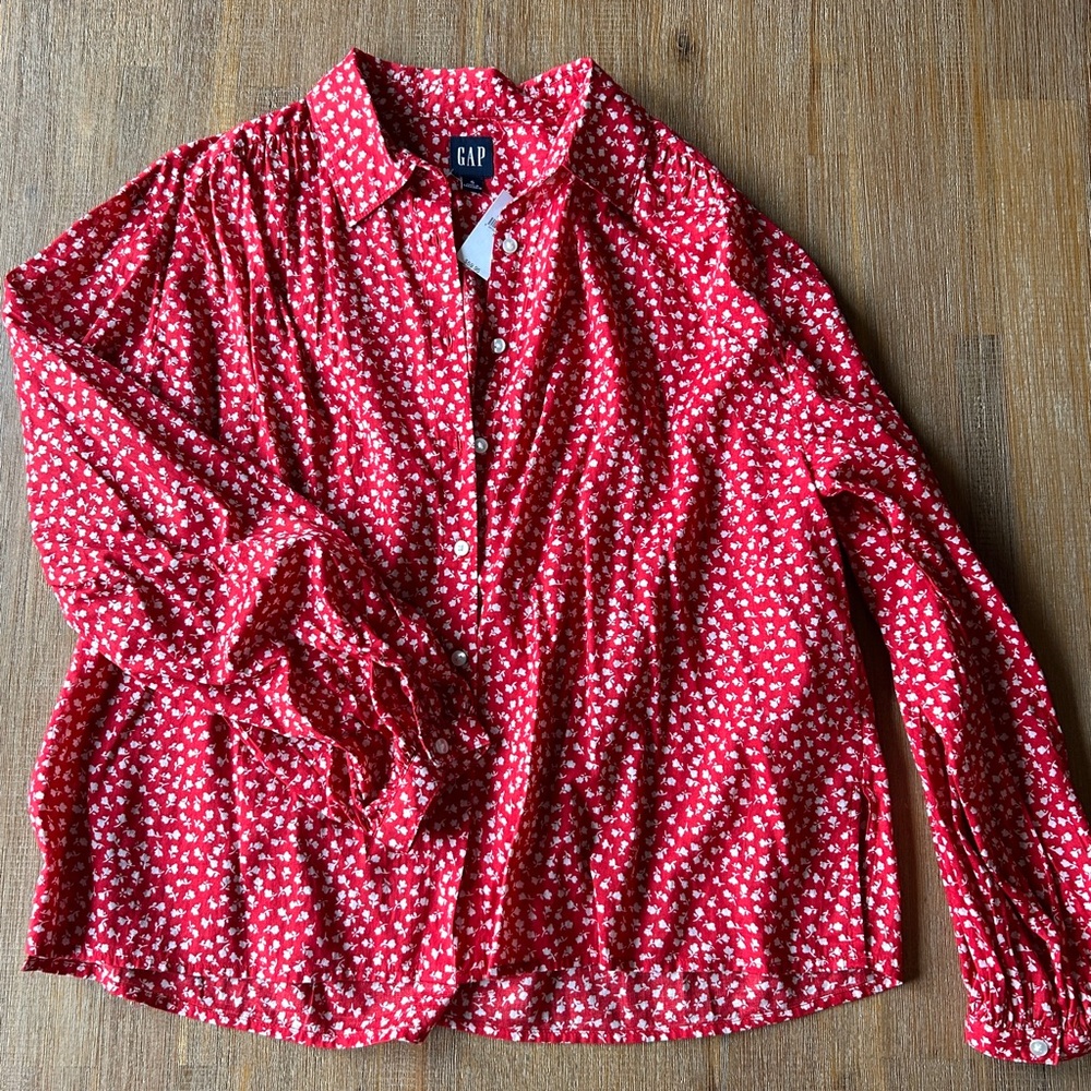 GAP Relaxed Button-Front Blouse, NWT - Picture 11 of 12
